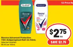 IGA Rexona Advanced Protection 72hr Antiperspirant Roll-On offer