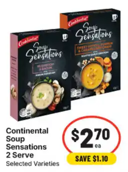 IGA Continental Soup Sensations 2 Serve Selected Varieties offer