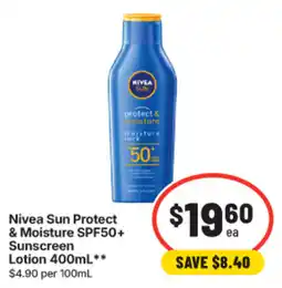 IGA Nivea Sun Protect & Moisture SPF50+ Sunscreen Lotion offer