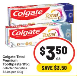 IGA Colgate Total Premium Toothpaste offer