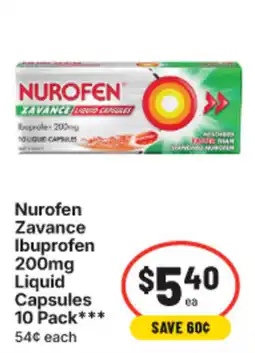 IGA Nurofen Zavance Ibuprofen 200mg Liquid Capsules offer