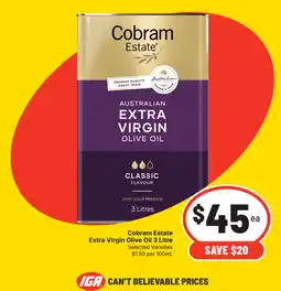 IGA Cobram Estate Extra Virgin Olive Oil offer