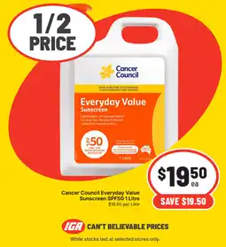 IGA Cancer Council Everyday Value Sunscreen offer
