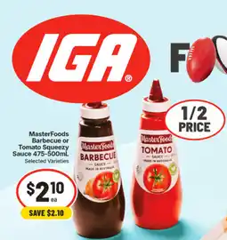 IGA MasterFoods Tomato Squeezezy Sauce offer