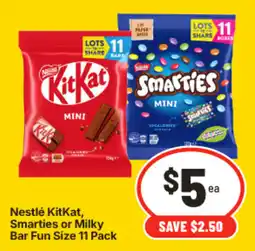 IGA Nestlé KitKat, Smarties or Milky Bar Fun Size 11 Pack offer