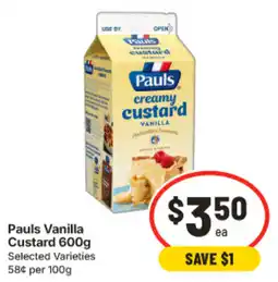 IGA Pauls Vanilla Custard offer