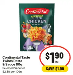 IGA Continental Taste Twists Pasta & Sauce offer
