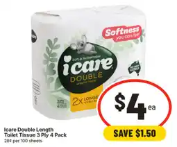 IGA Icare Double Length Toilet Tissue 3 Ply offer
