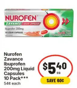 IGA Nurofen Zavance Ibuprofen 200mg Liquid Capsules offer