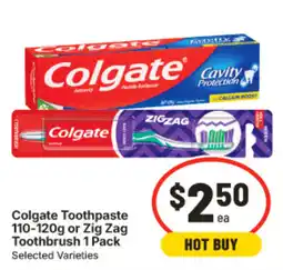 IGA Colgate Toothpaste Zig Zag Toothbrush 1 Pack offer