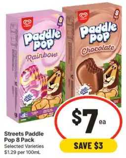 IGA Streets Paddle Pop 8 Pack Selected Varieties offer