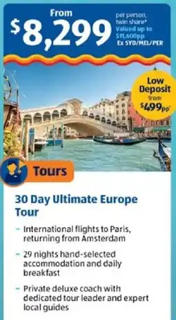 ALDI Tours 30 Day Ultimate Europe Tour offer