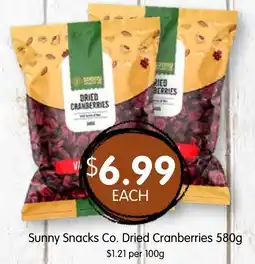 Spudshed Sunny Snacks Co. Dried Cranberries offer