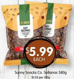 Spudshed Sunny Snacks Co. Sultanas offer