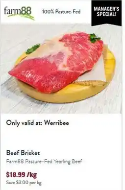 Tasman Butchers Beef Brisket Farm88 Pasture-Fed Yearling Beef offer