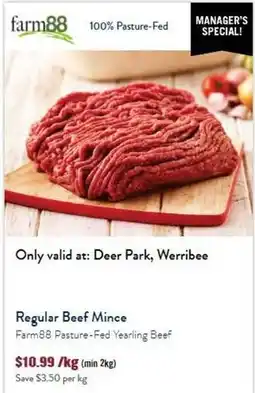 Tasman Butchers Regular Beef Mince Farm88 Pasture-Fed Yearling Beef offer