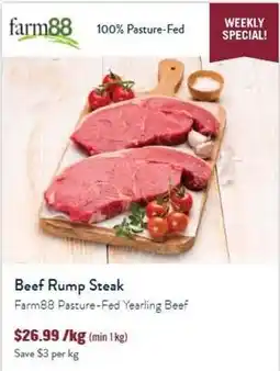 Tasman Butchers Beef Rump Steak Farm88 Pasture-Fed Yearling Beef offer