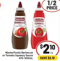 IGA MasterFoods Barbecue or Tomato Squeezey Sauce offer
