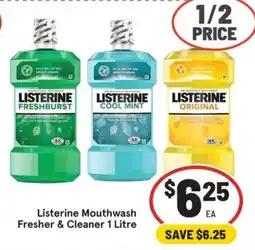 IGA Listerine Mouthwash Fresher & Cleaner 1 Litre offer