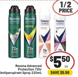 IGA Rexona Advanced Protection 72hr Antiperspirant Spray offer
