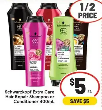 Schwarzkopf Extra Care Hair Repair Shampoo or Conditioner