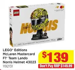 Mr Toys LEGO® Editions McLaren Mastercard F1® Team Lando Norris Helmet offer