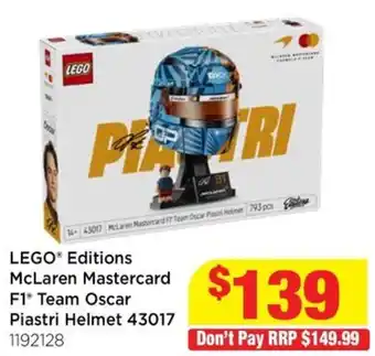 LEGO Editions McLaren Mastercard F1 Team Oscar Piastri Helmet