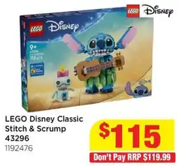 Mr Toys LEGO Disney Classic Stitch & Scrumpt offer