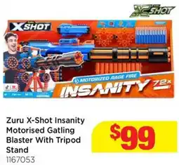 Mr Toys Zuru X-Shot Insanity Motorised Gatling Blaster With Tripod Stand offer
