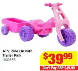 Mr Toys ATV Ride On with Trailer Pink offer