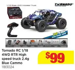 Mr Toys Tornado RC 1/18 4WD RTR High speed truck 2.4g Blue Cammo offer