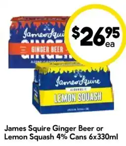 Drakes James Squire Ginger Beer or Lemon Squash offer