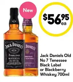 Drakes Jack Daniels Old No 7 Tennessee Black Label or Blackberry Whiskey offer