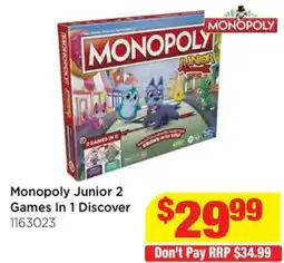 Mr Toys Monopoly Junior 2 Games In 1 Discover offer