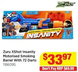 Mr Toys Zuru XShot Insanity Motorised Smoking Barrel offer