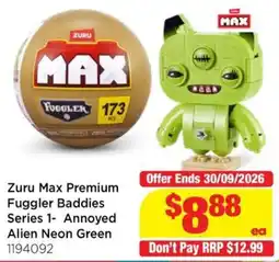 Mr Toys Zuru Max Premium Fuggler Baddies Series 1- Annoyed Alien Neon Green offer