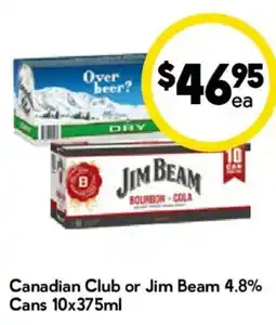 Drakes Canadian Club or Jim Beam 4.8% Cans offer