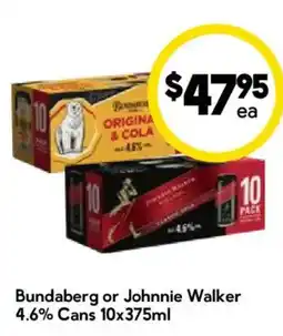 Drakes Bundaberg or Johnnie Walker 4.6% Cans offer