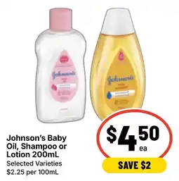 Ritchies Johnson's Baby Oil, Shampoo or Lotion offer