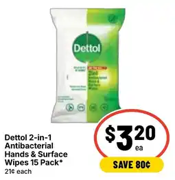 Ritchies Dettol 2-in-1 Antibacterial Hands & Surface Wipes offer