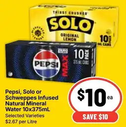 Ritchies Pepsi, Solo or Schweppes Infused Natural Mineral Water offer