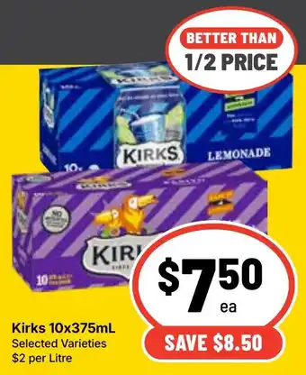 Ritchies Kirks 10x375mL Selected Varieties offer