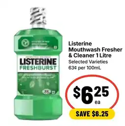 Ritchies Listerine Mouthwash Fresher & Cleaner offer