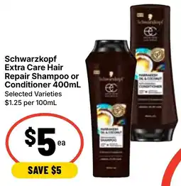 Ritchies Schwarzkopf Extra Care Hair Repair Shampoo or Conditioner offer