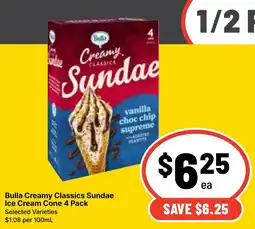 Ritchies Bulla Creamy Classics Sundae Ice Cream Cone offer
