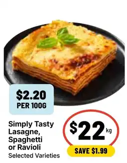 Ritchies Simply Tasty Lasagne, Spaghetti or Ravioli offer