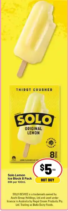 Ritchies Solo Lemon Ice Block offer