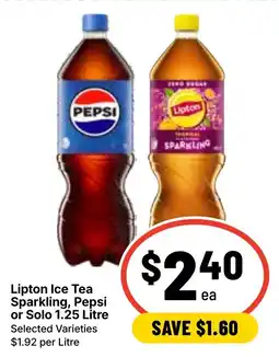 Ritchies Lipton Ice Tea Sparkling, Pepsi or Solo offer