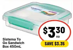 Ritchies Sistema To Go Sandwich Box offer