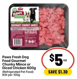 Ritchies Paws Fresh Dog Food Gourmet Chunky Mince offer